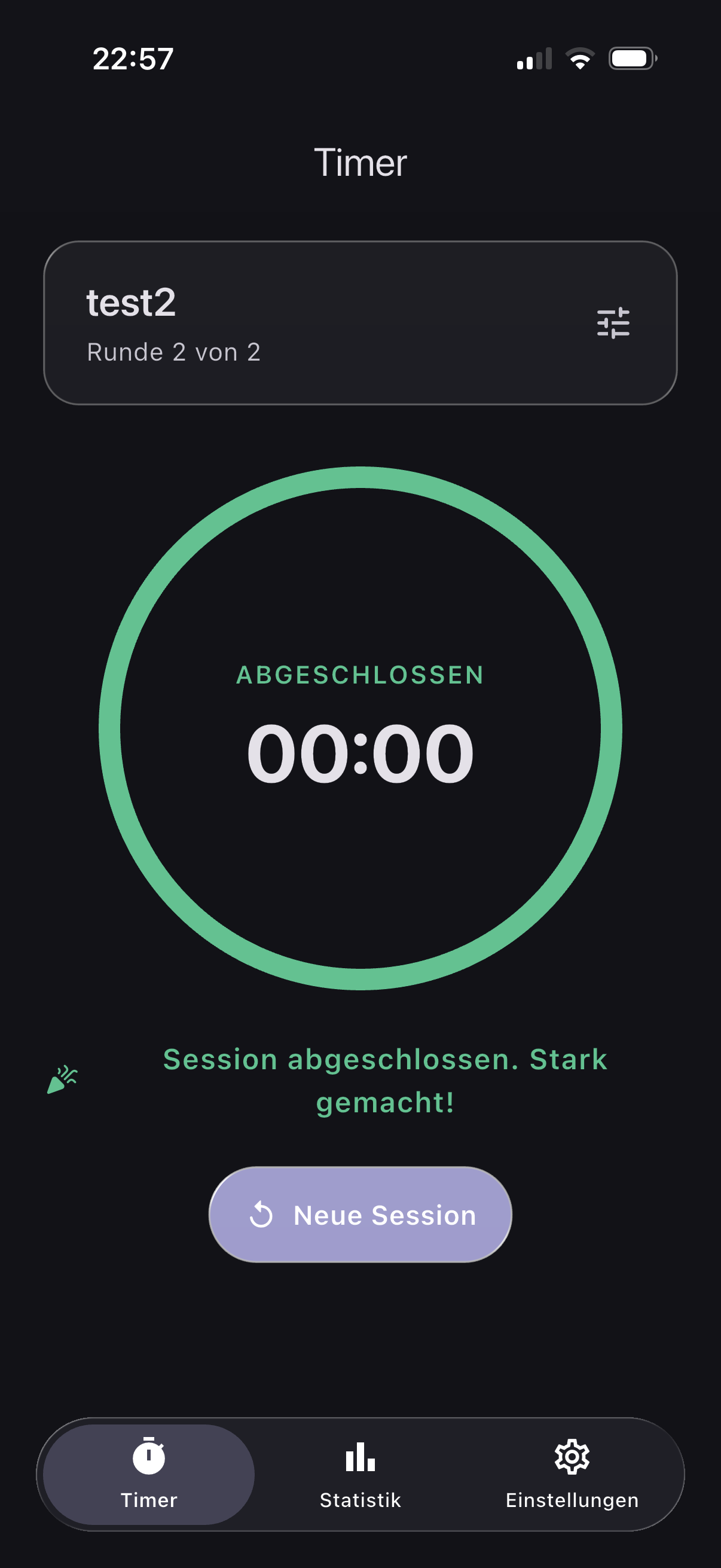 Study Timer Session abgeschlossen